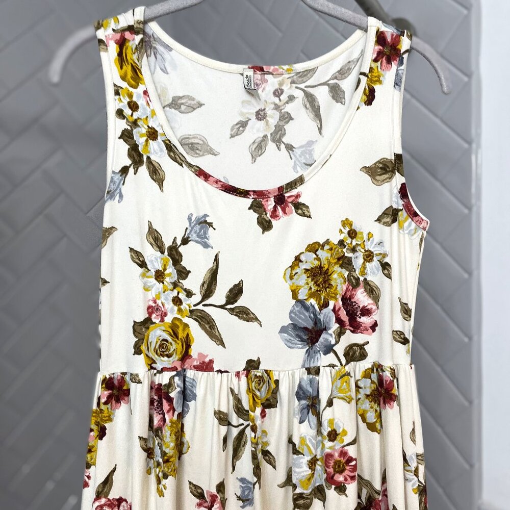 Women's Ruched Sleeveless, Floral Maternity Maxi Dress